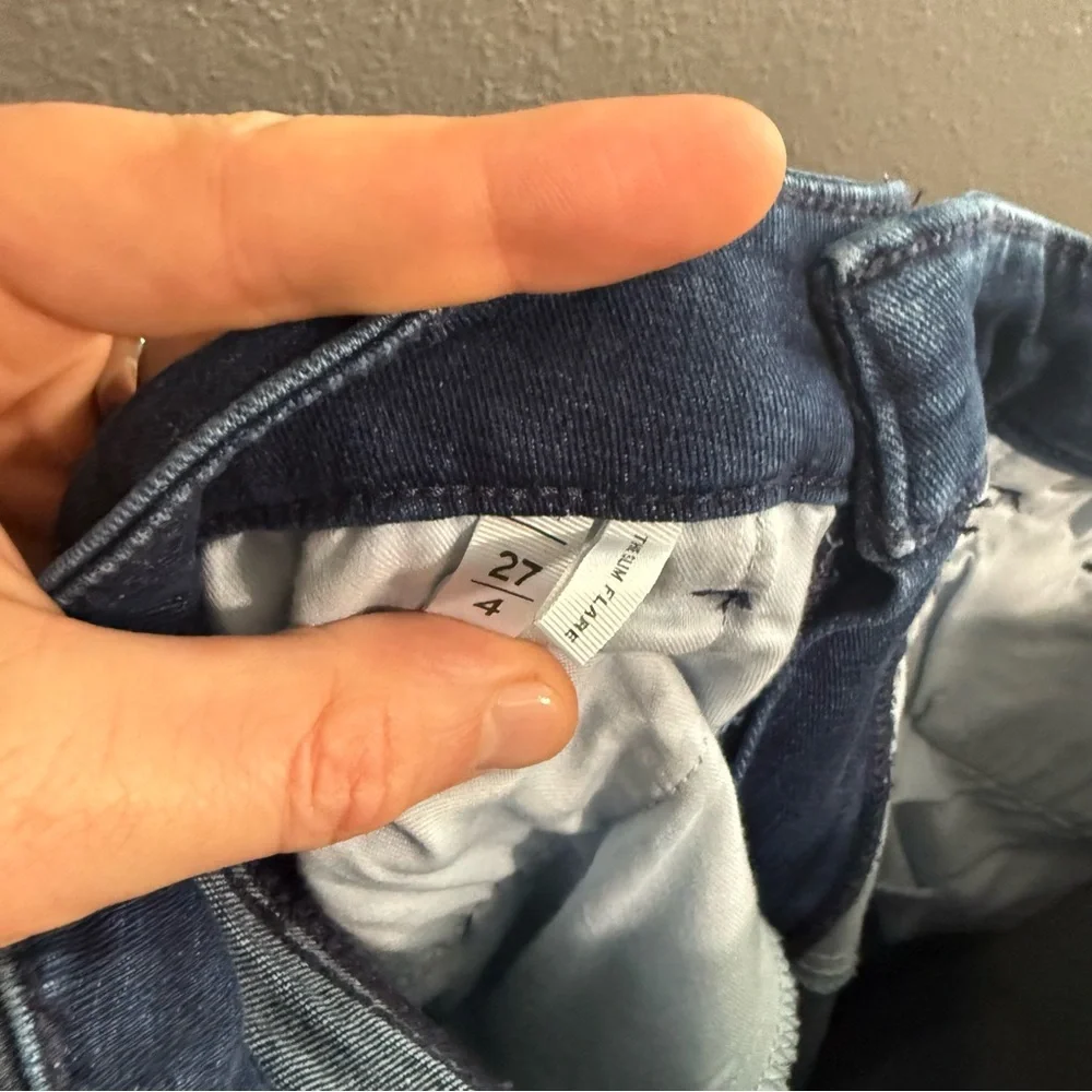 LOFT Dark Blue High-Rise Flare Jeans - Picture 5 of 7